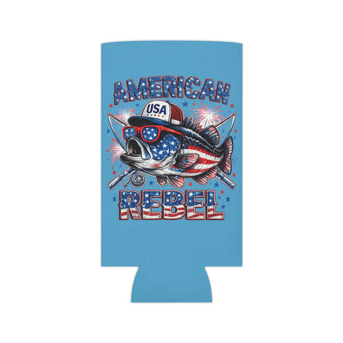 American Rebel Fish Can Cooler | Patriotic USA Fishing Koozie