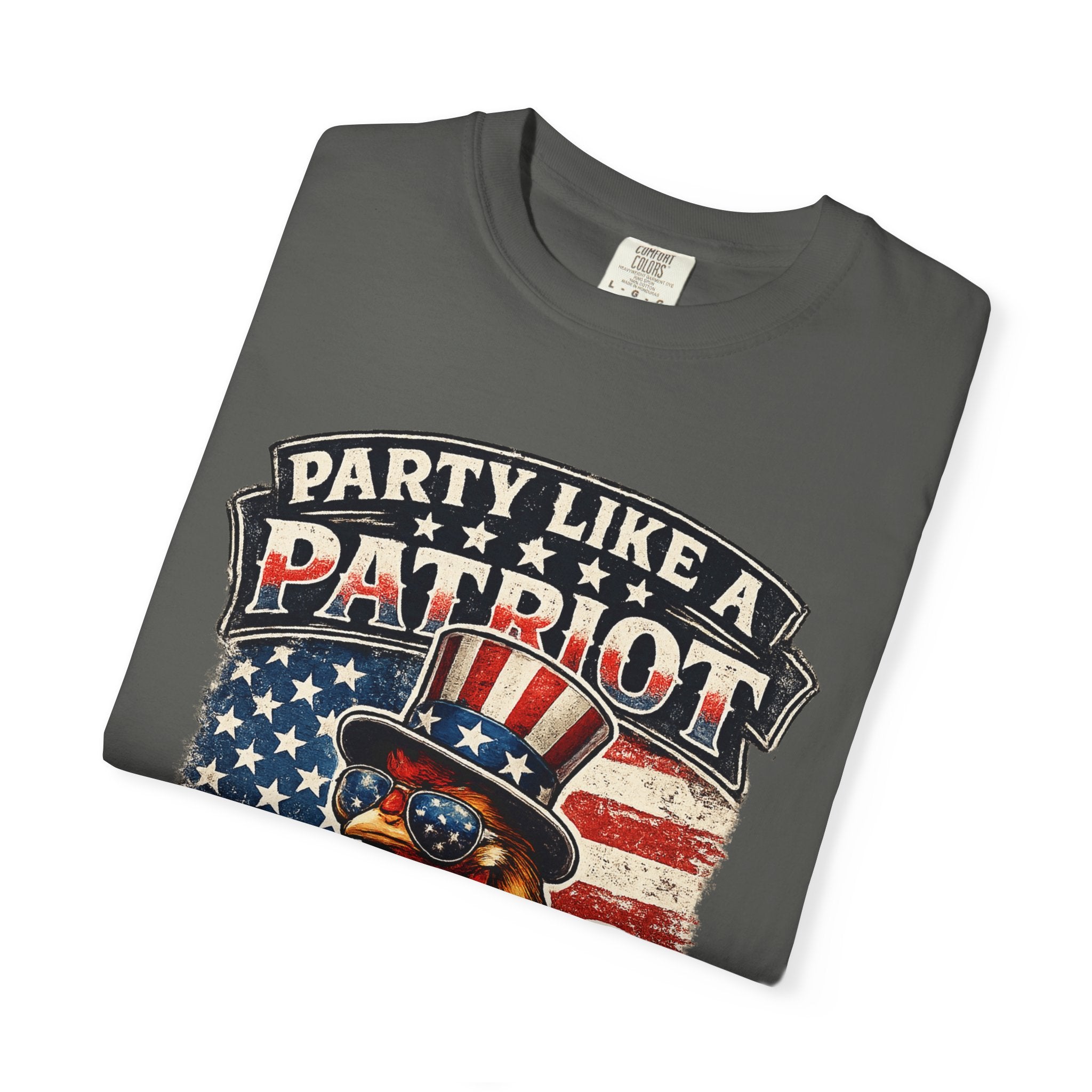 Party Like a Patriot rooster Born to Grill T-Shirt | American BBQ flag