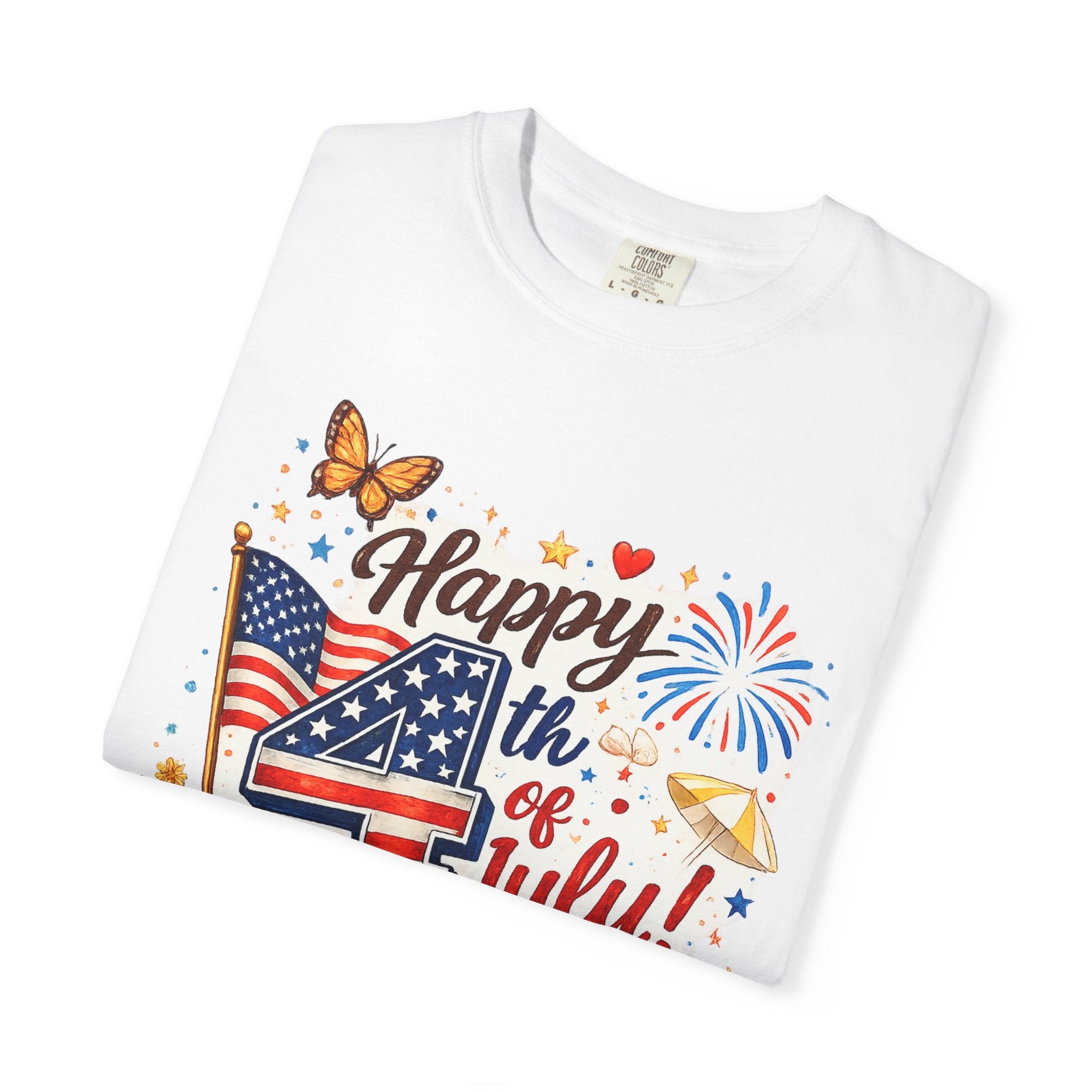 Happy 4th of July BBQ T-Shirt | USA Flag Fireworks Summer