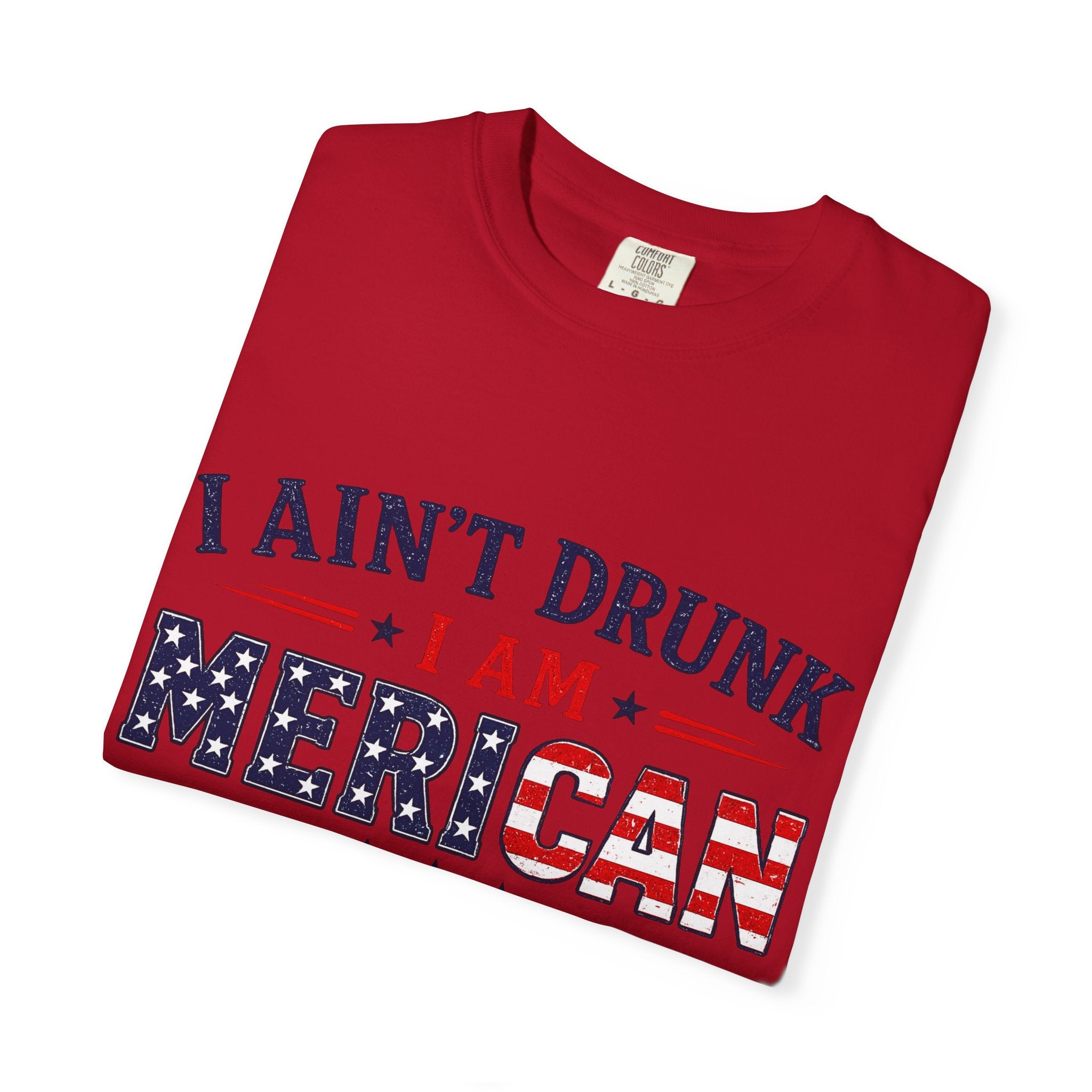 I Ain't Drunk I Am MERICAN T-shirt | American Flag Typography, Bacon Beer Freedom