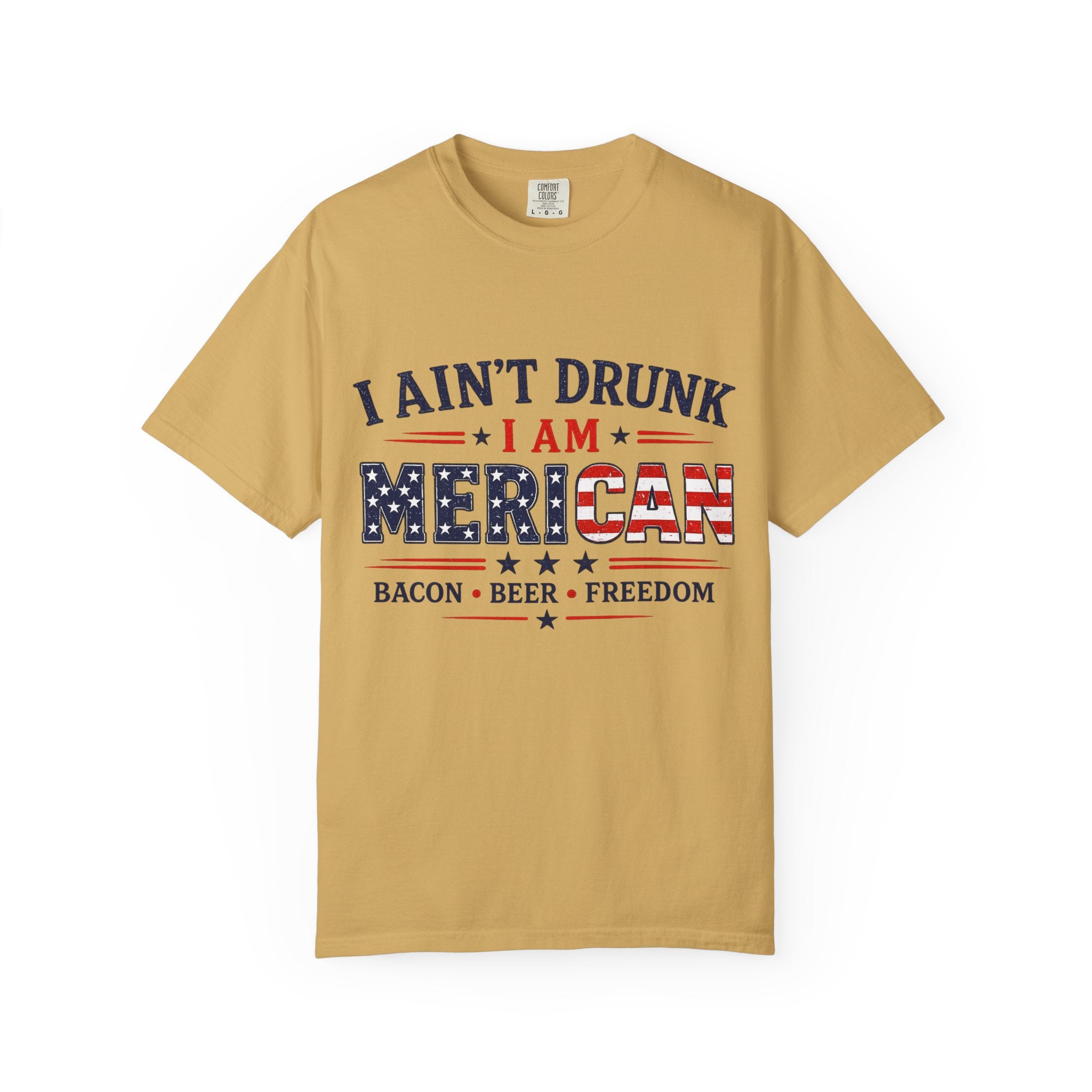 I Ain't Drunk I Am MERICAN T-shirt | American Flag Typography, Bacon Beer Freedom