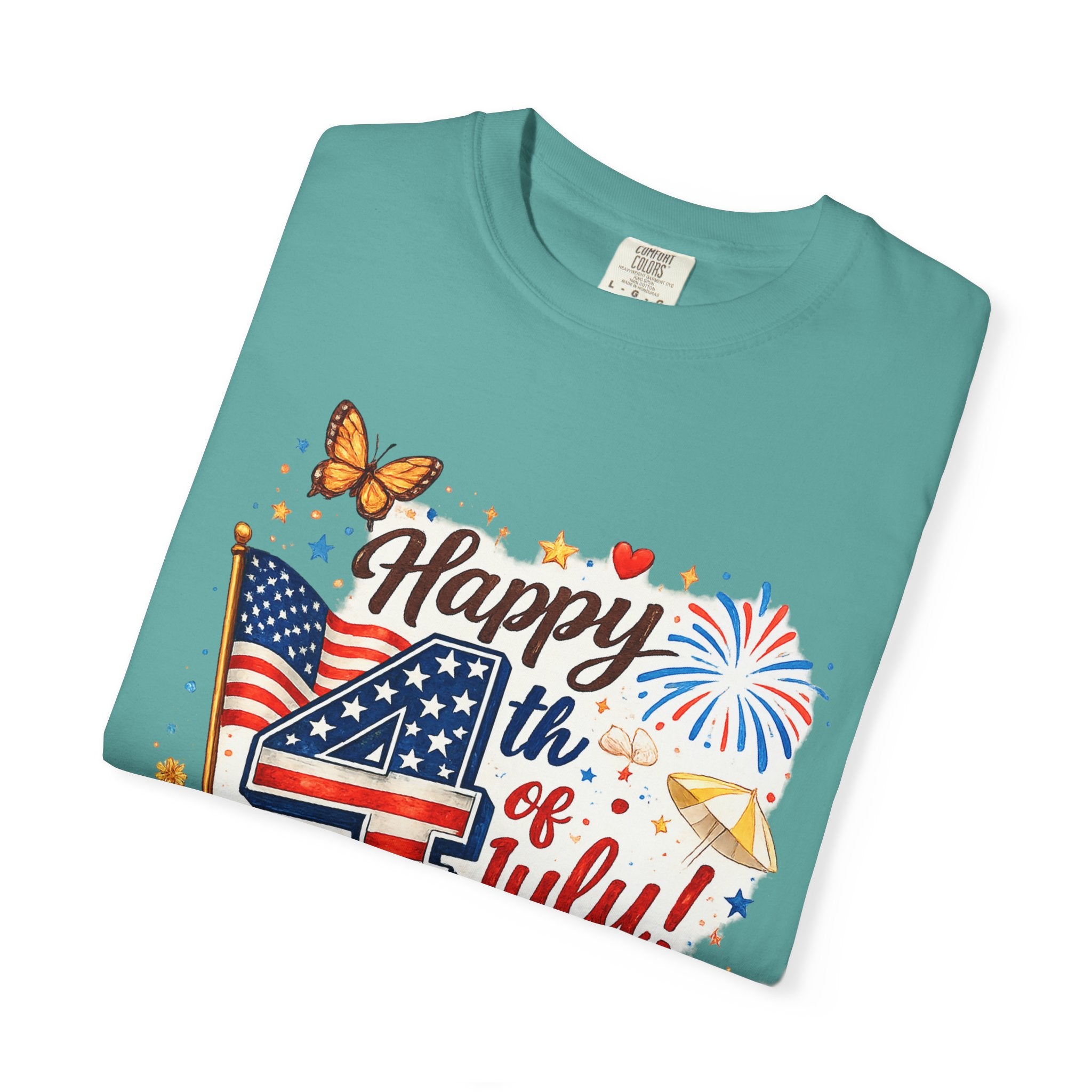 Happy 4th of July BBQ T-Shirt | USA Flag Fireworks Summer