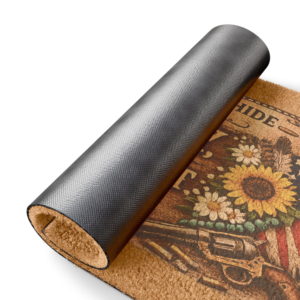 Here We Don't Hide Crazy We Aim To Show It Doormat | Cowboy Boots, Sunflower, American Flag