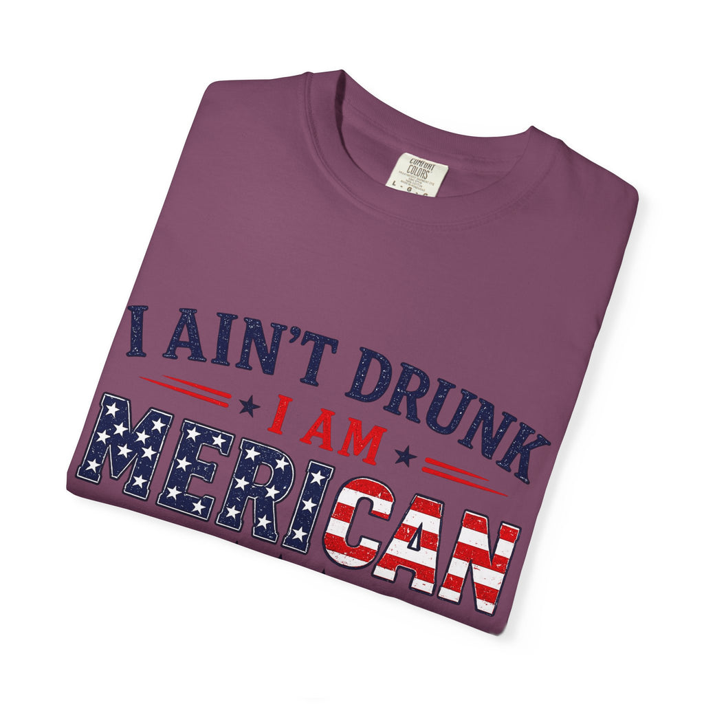 I Ain't Drunk I Am MERICAN T-shirt | American Flag Typography, Bacon Beer Freedom