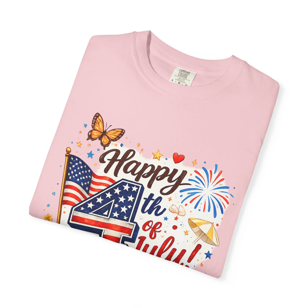 Happy 4th of July BBQ T-Shirt | USA Flag Fireworks Summer