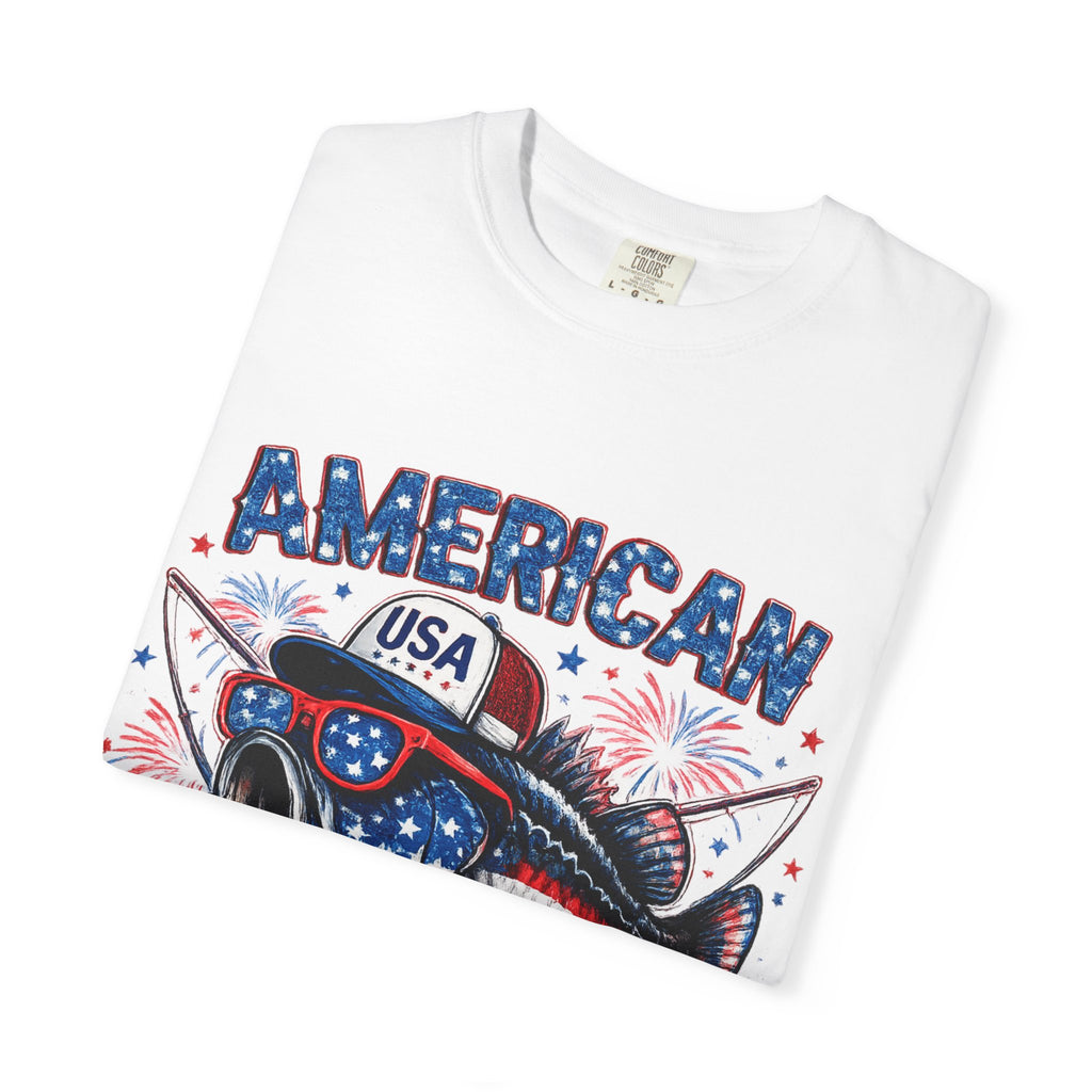 American Rebel Shark Graphic T-Shirt | USA Flag Sunglasses, Fireworks