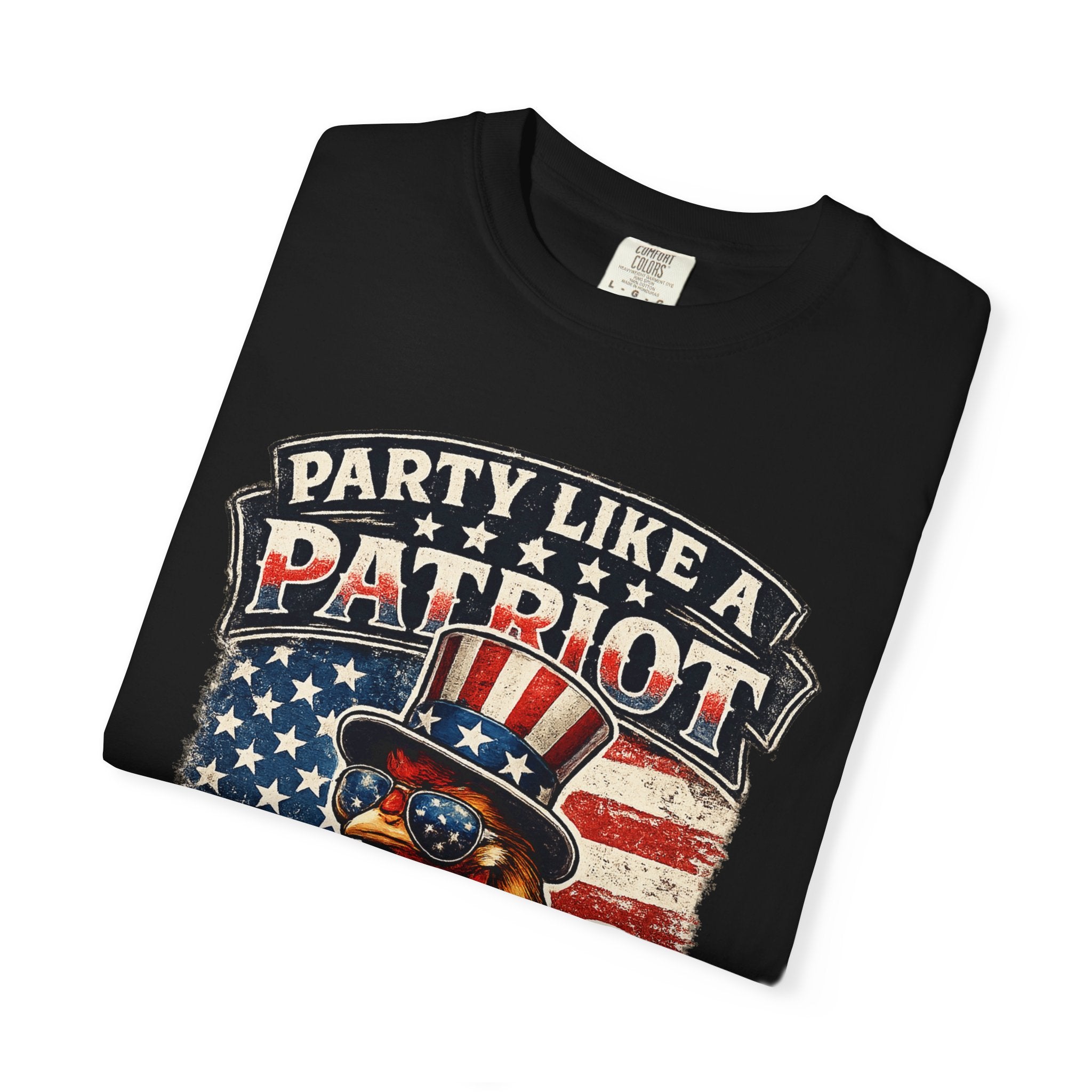 Party Like a Patriot rooster Born to Grill T-Shirt | American BBQ flag
