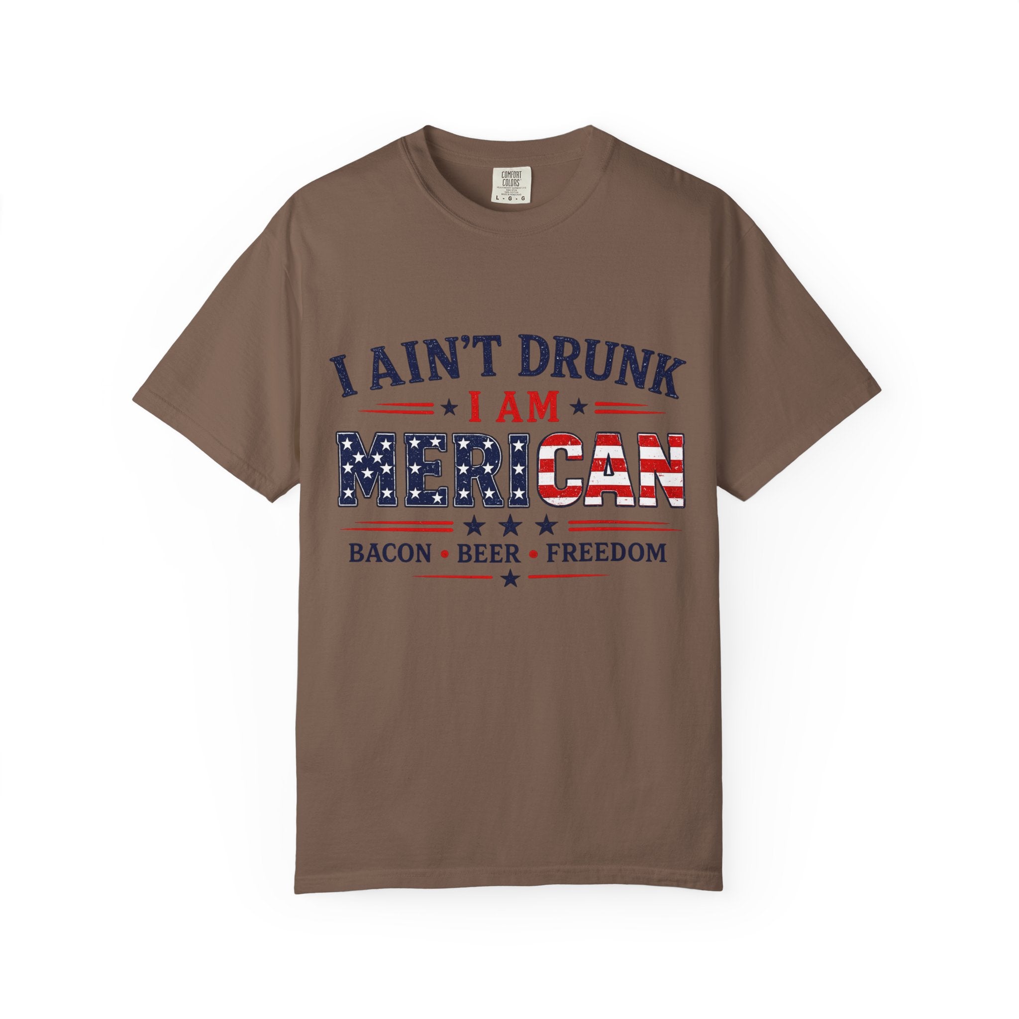 I Ain't Drunk I Am MERICAN T-shirt | American Flag Typography, Bacon Beer Freedom