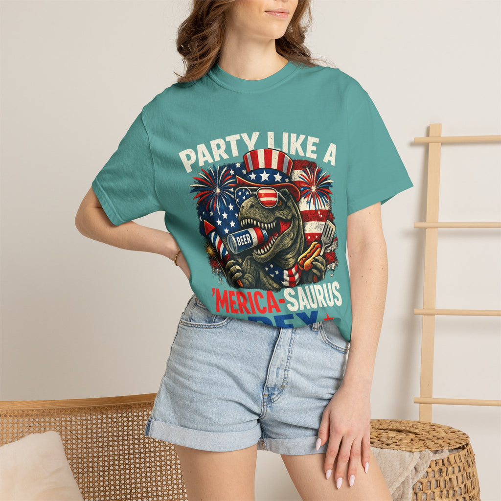 'Merica REX T-Shirt — Patriotic American Flag T-Rex Graphic Tee (Fourth of July)