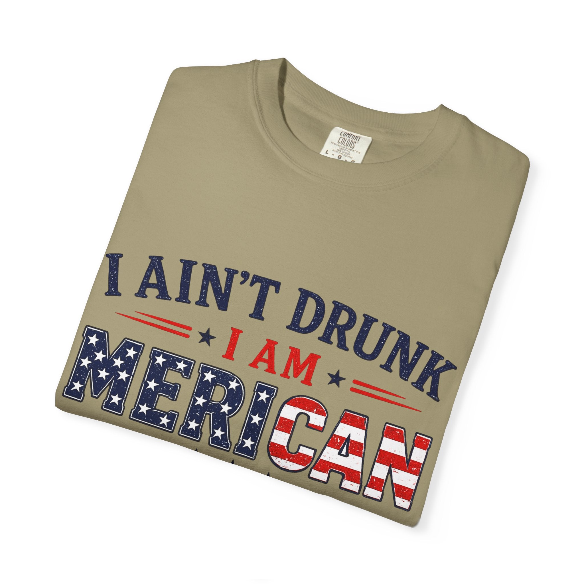 I Ain't Drunk I Am MERICAN T-shirt | American Flag Typography, Bacon Beer Freedom
