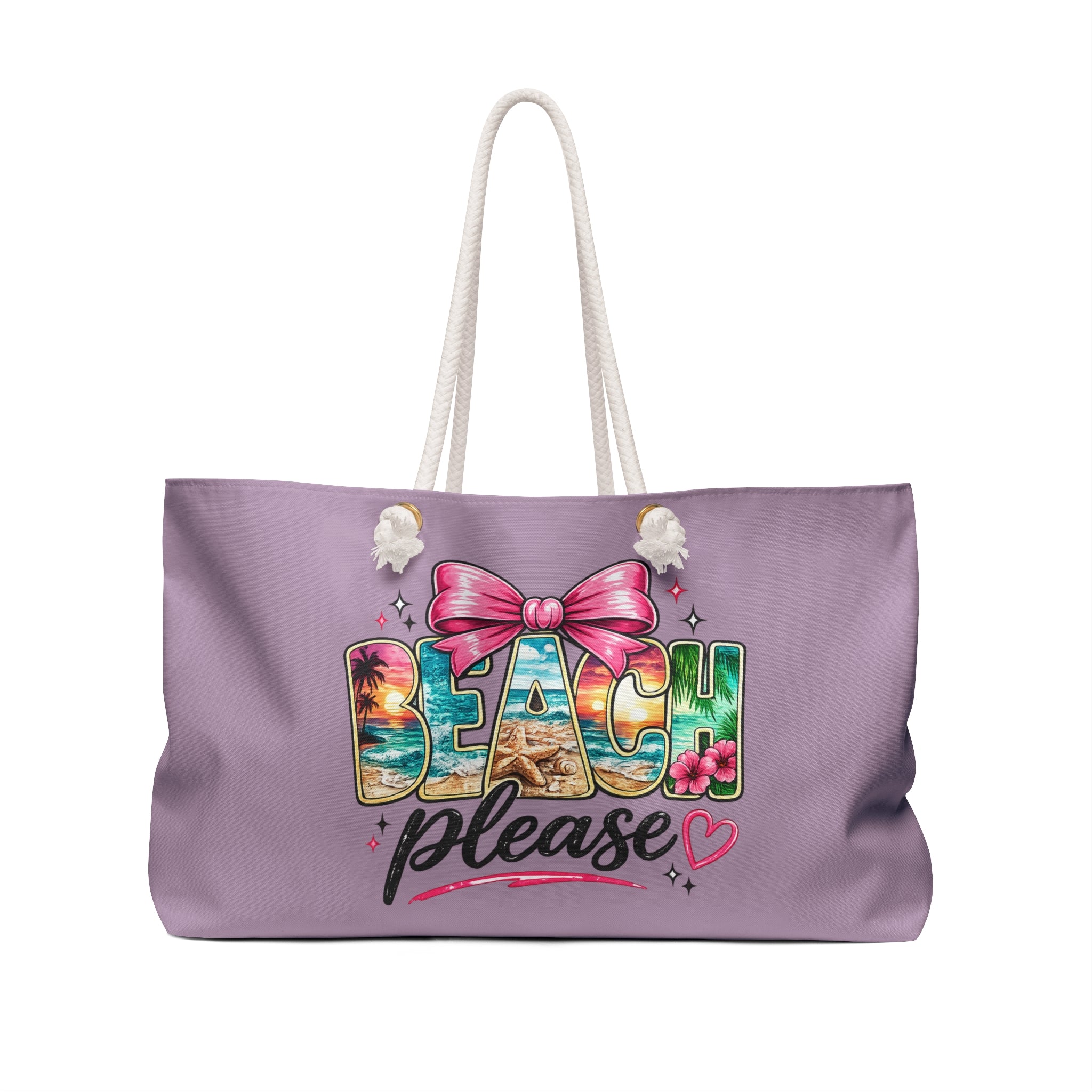 Beach Please Weekender Bag | Tropical Beach Typography with Bow