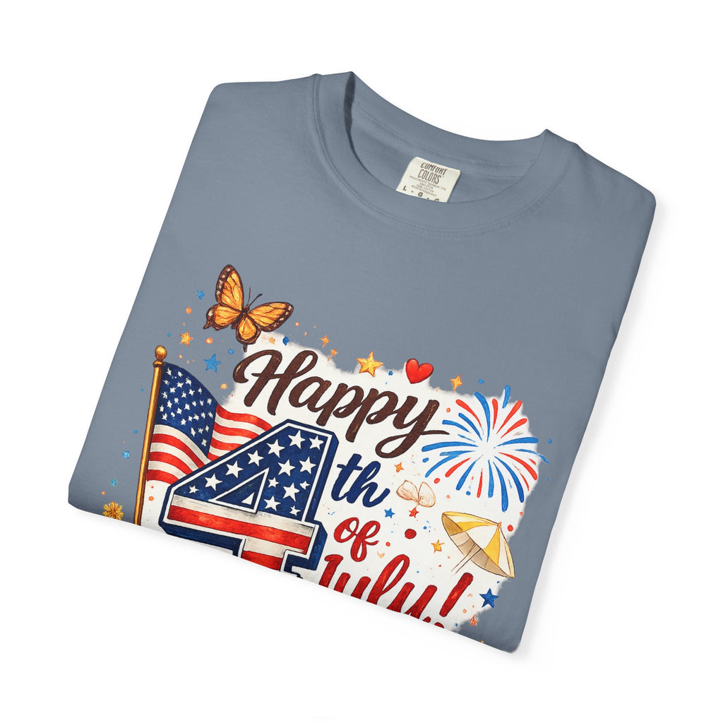 Happy 4th of July BBQ T-Shirt | USA Flag Fireworks Summer