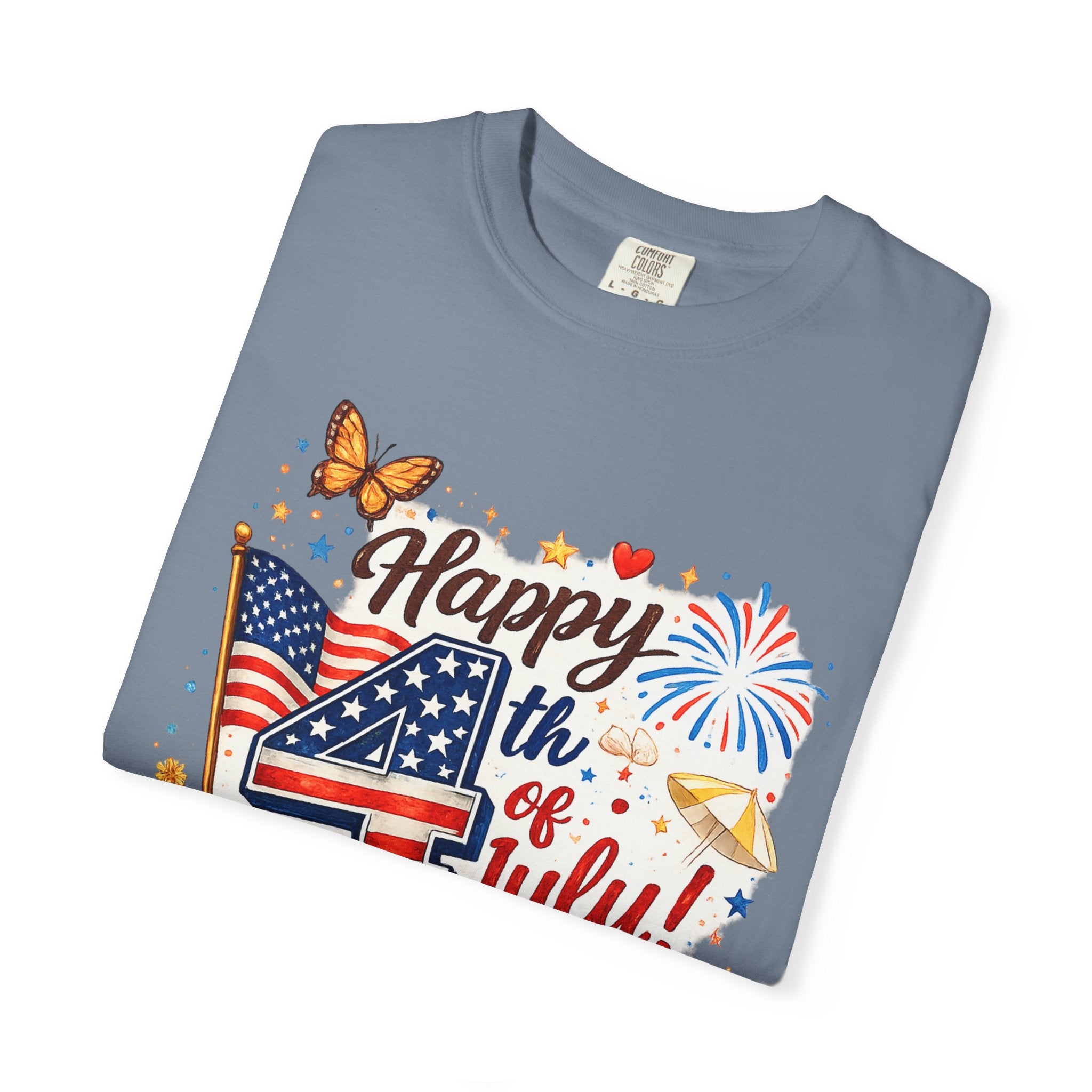Happy 4th of July BBQ T-Shirt | USA Flag Fireworks Summer