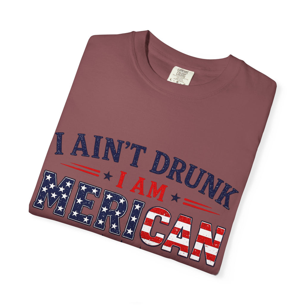 I Ain't Drunk I Am MERICAN T-shirt | American Flag Typography, Bacon Beer Freedom