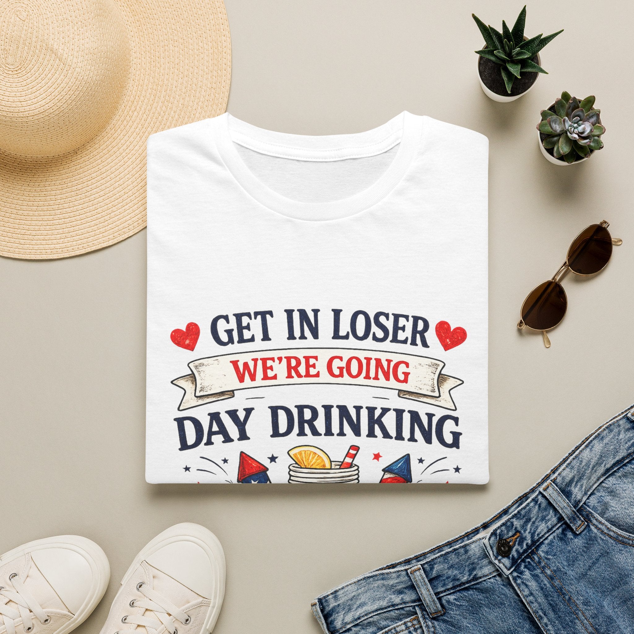 Get In Loser We're Going Day Drinking T-Shirt | Cocktail Graphic Tee