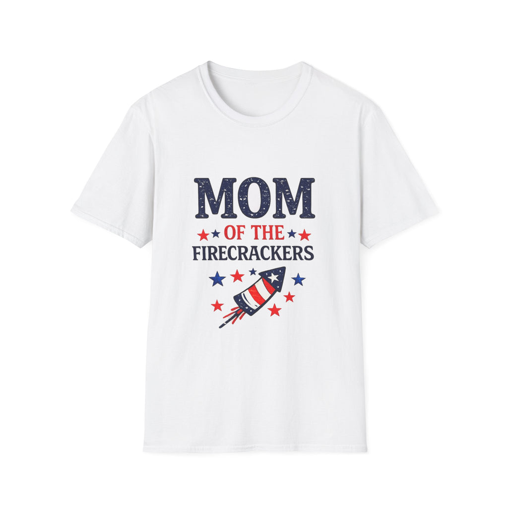 Mom of the Firecrackers T-Shirt | Patriotic 4th of July Stars Rocket