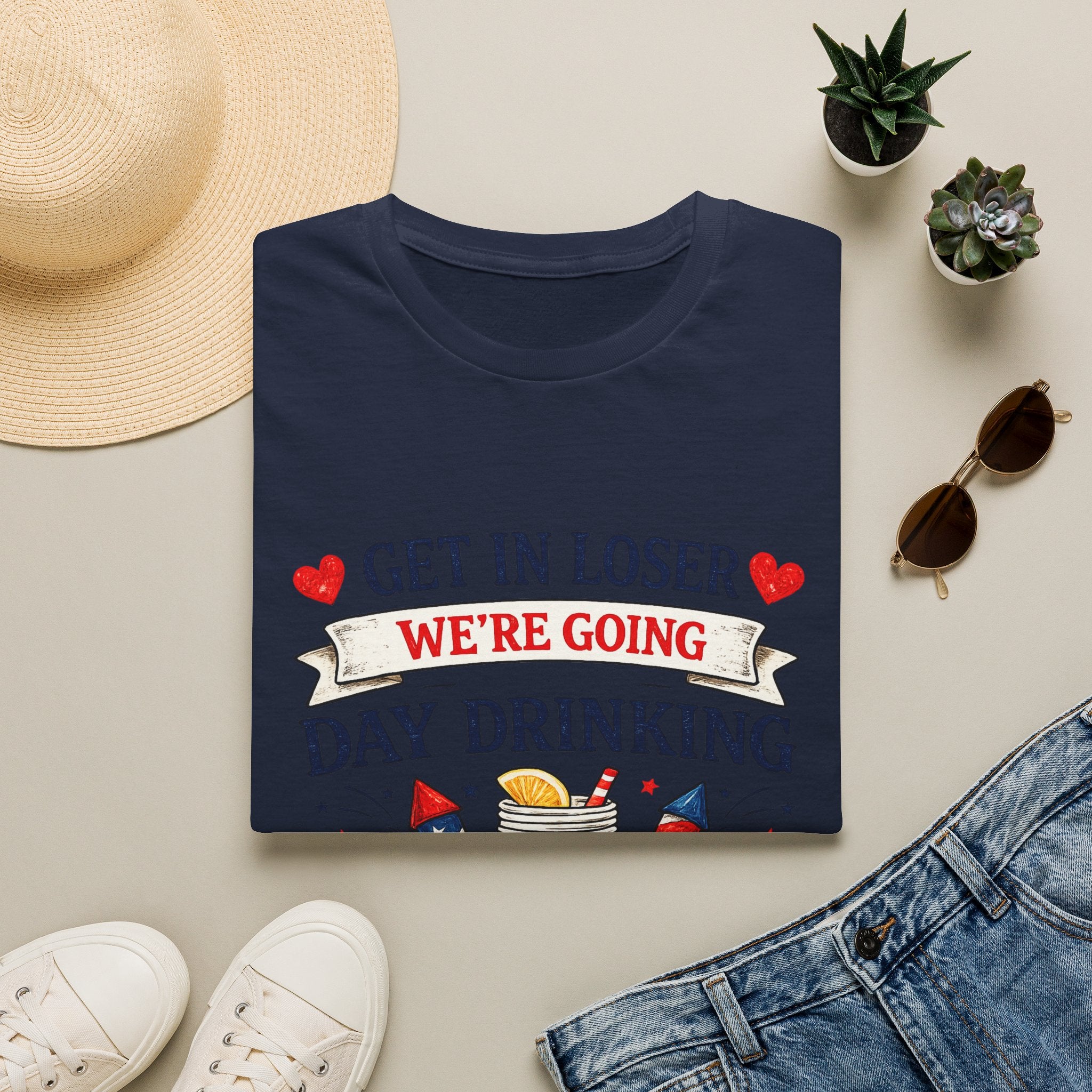 Get In Loser We're Going Day Drinking T-Shirt | Cocktail Graphic Tee