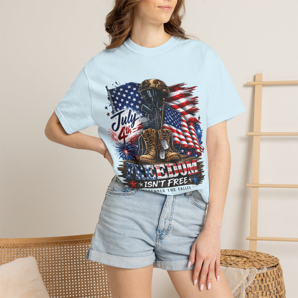 Freedom Isn't Free July 4th Flag Boots T-shirt | Patriotic Memorial Tee