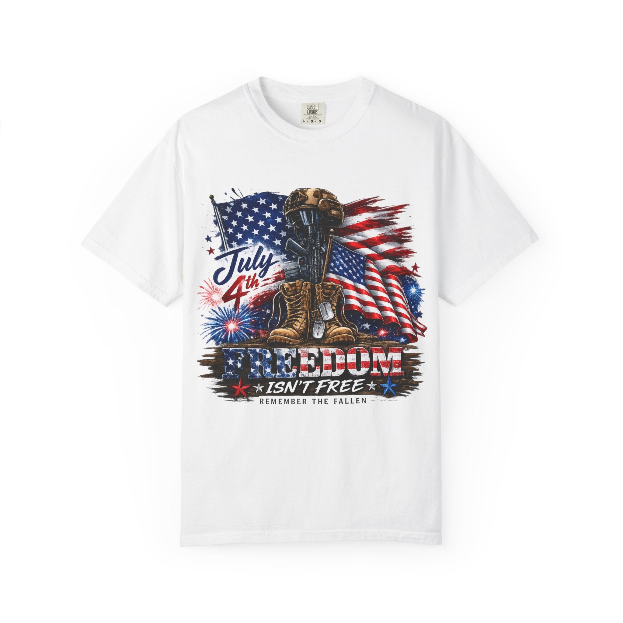 Freedom Isn't Free July 4th Flag Boots T-shirt | Patriotic Memorial Tee
