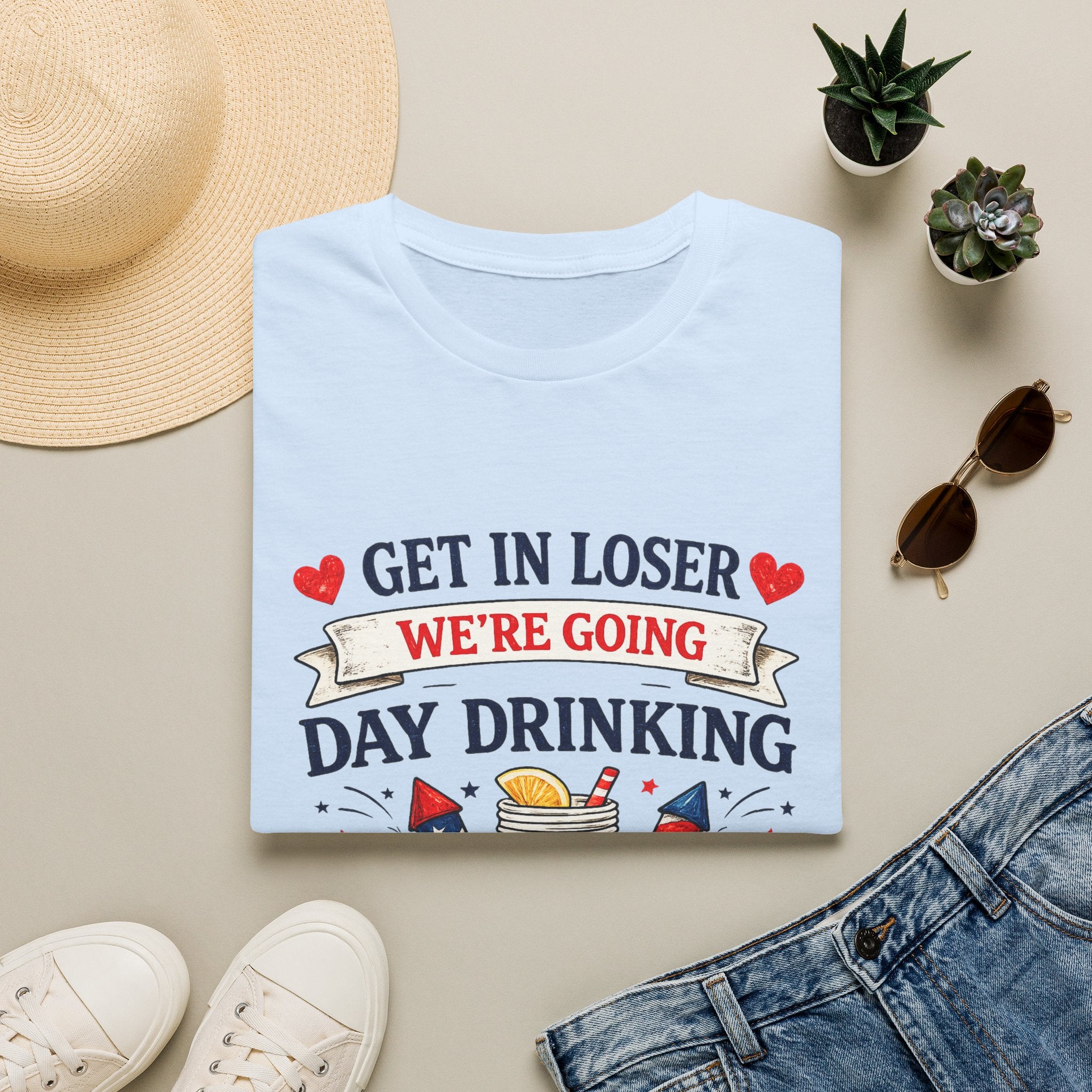 Get In Loser We're Going Day Drinking T-Shirt | Cocktail Graphic Tee