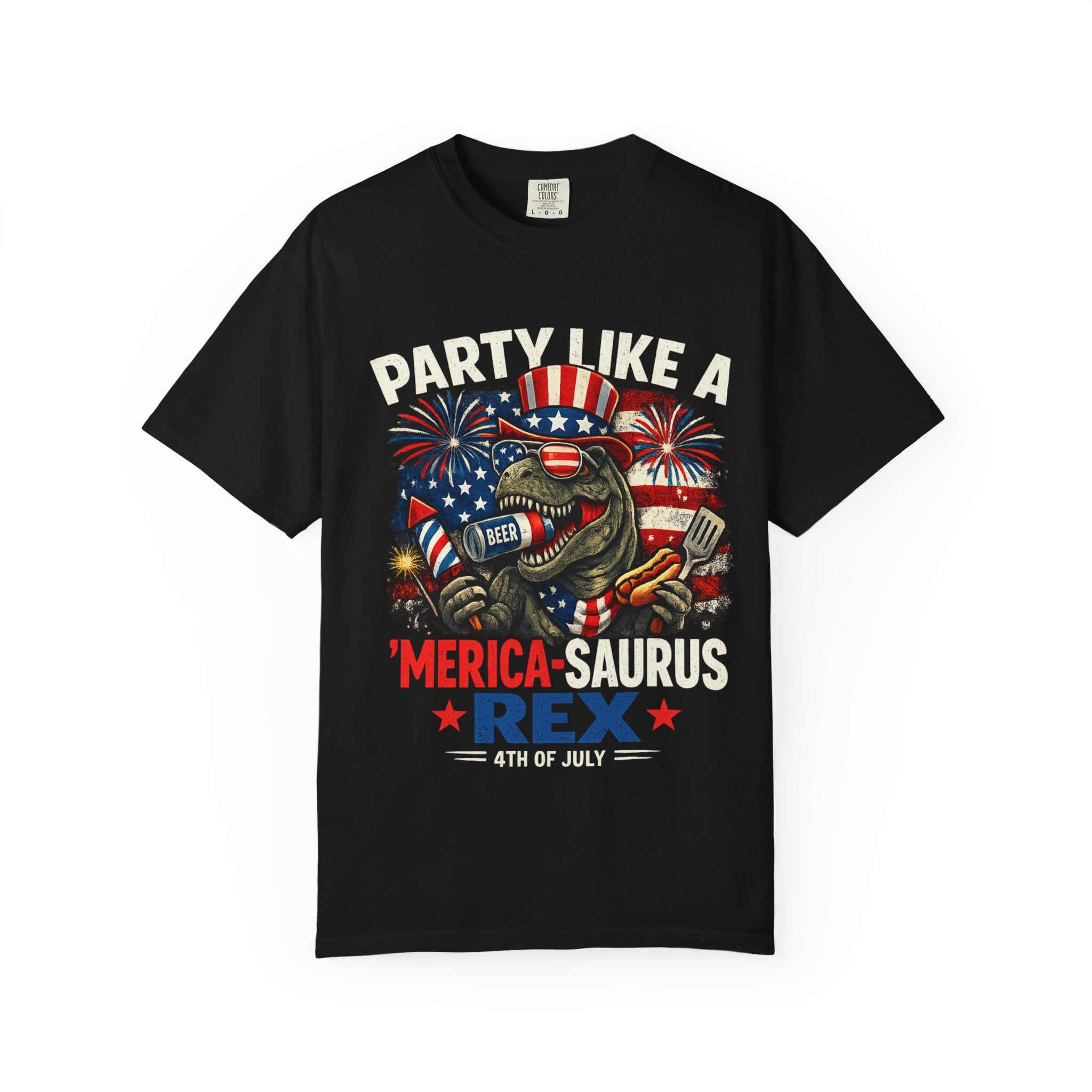 'Merica REX T-Shirt — Patriotic American Flag T-Rex Graphic Tee (Fourth of July)
