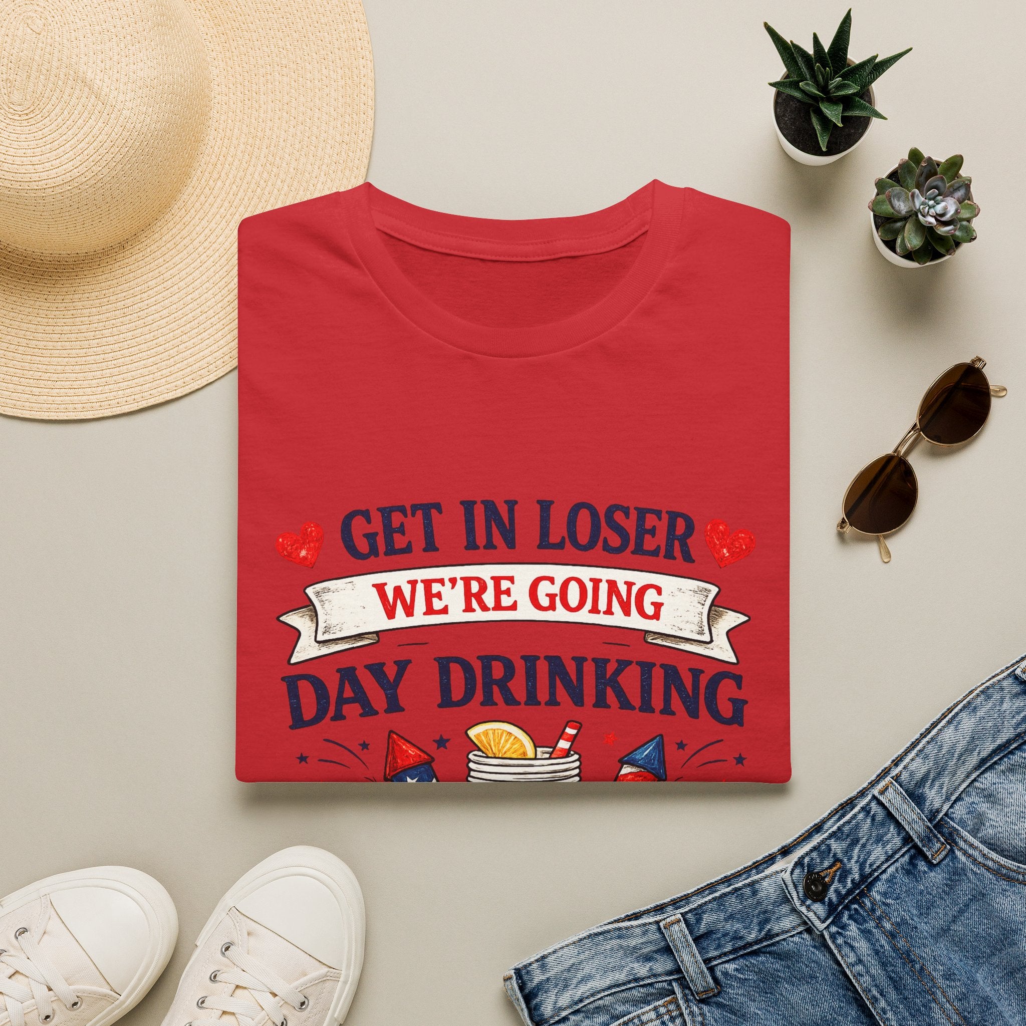 Get In Loser We're Going Day Drinking T-Shirt | Cocktail Graphic Tee