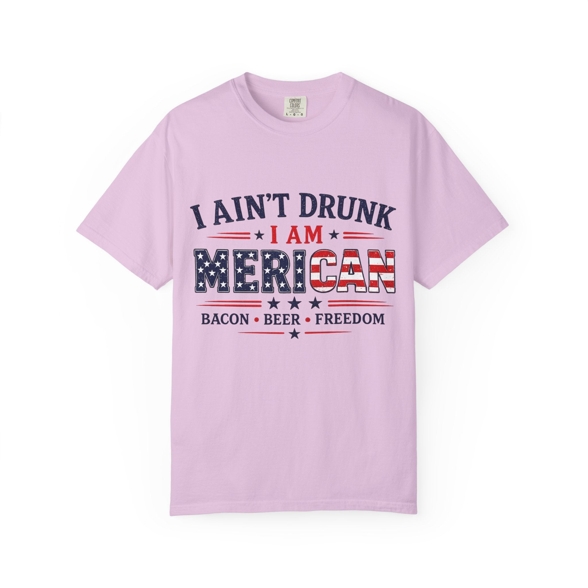 I Ain't Drunk I Am MERICAN T-shirt | American Flag Typography, Bacon Beer Freedom