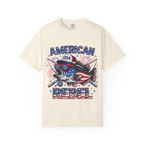 American Rebel Shark Graphic T-Shirt | USA Flag Sunglasses, Fireworks