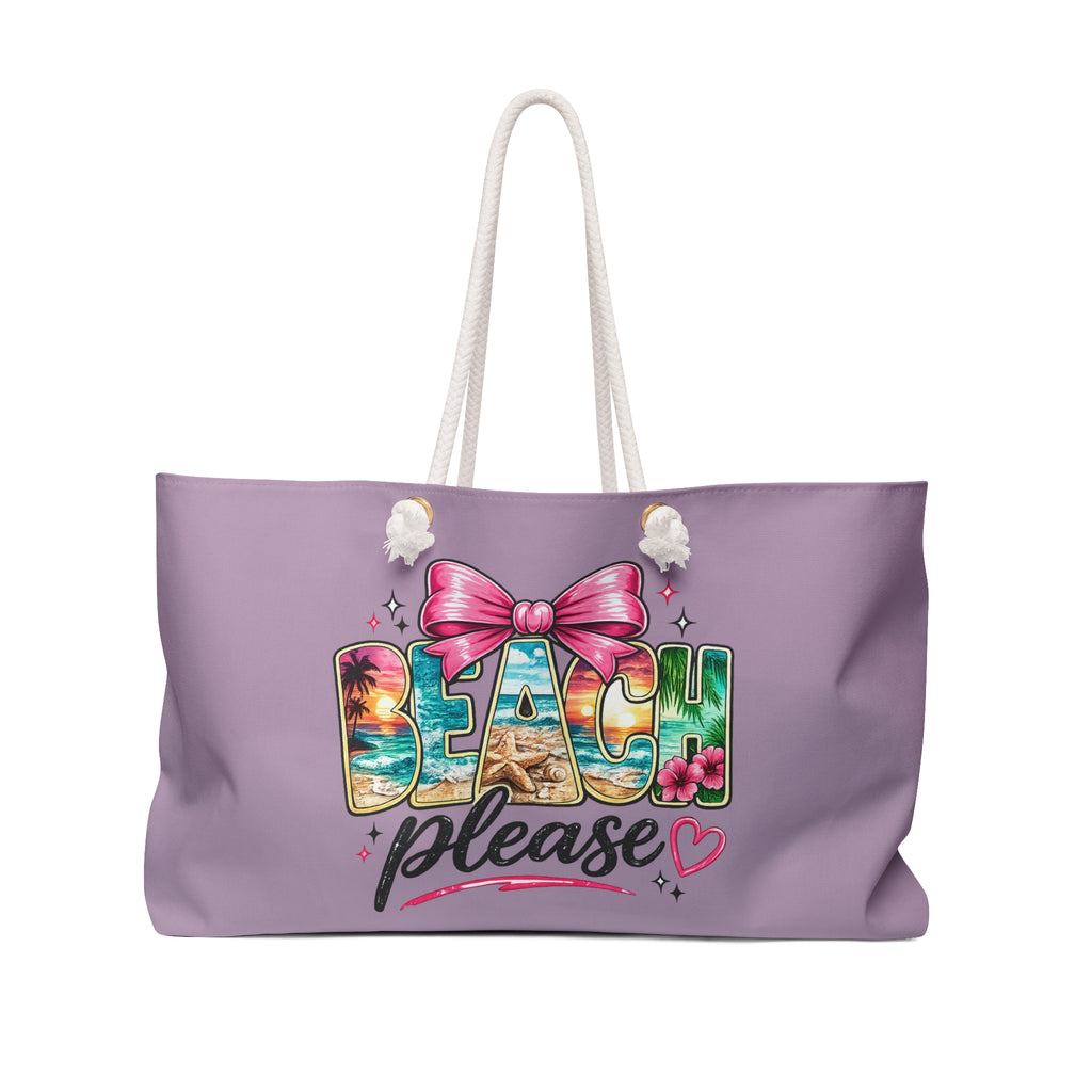 Beach Please Weekender Bag | Tropical Beach Typography with Bow