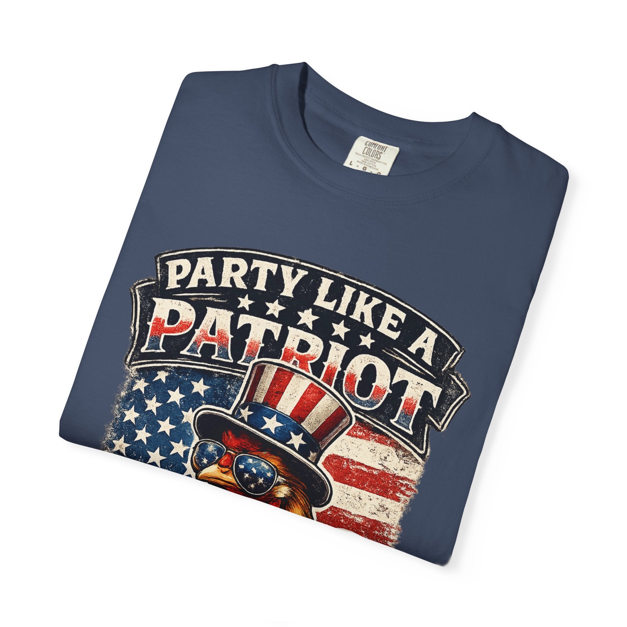 Party Like a Patriot rooster Born to Grill T-Shirt | American BBQ flag