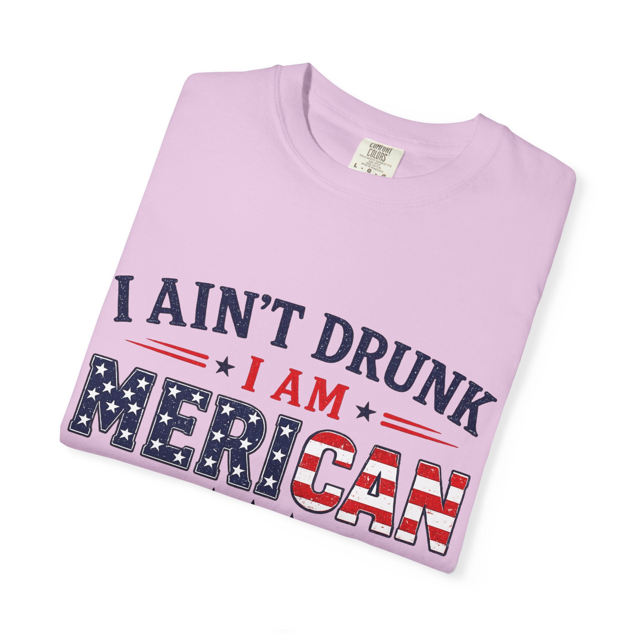 I Ain't Drunk I Am MERICAN T-shirt | American Flag Typography, Bacon Beer Freedom
