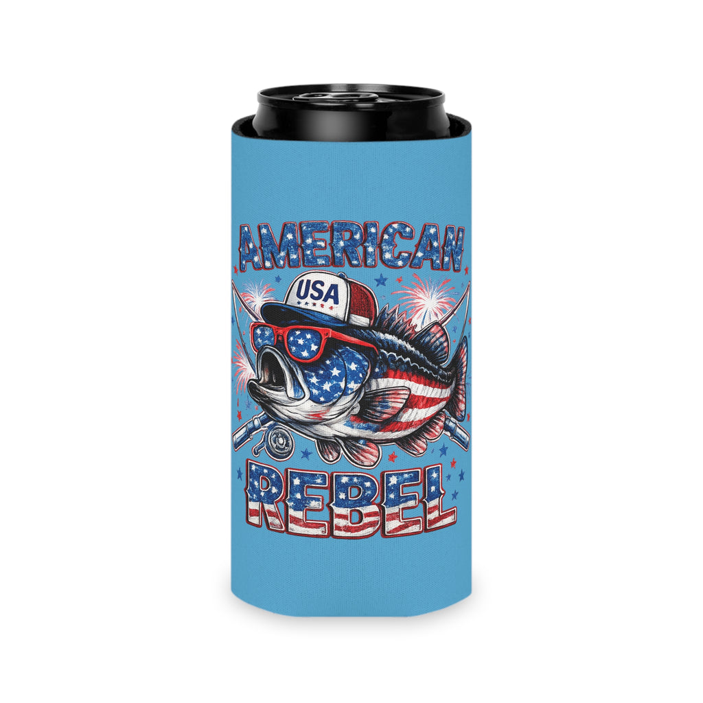 American Rebel Fish Can Cooler | Patriotic USA Fishing Koozie