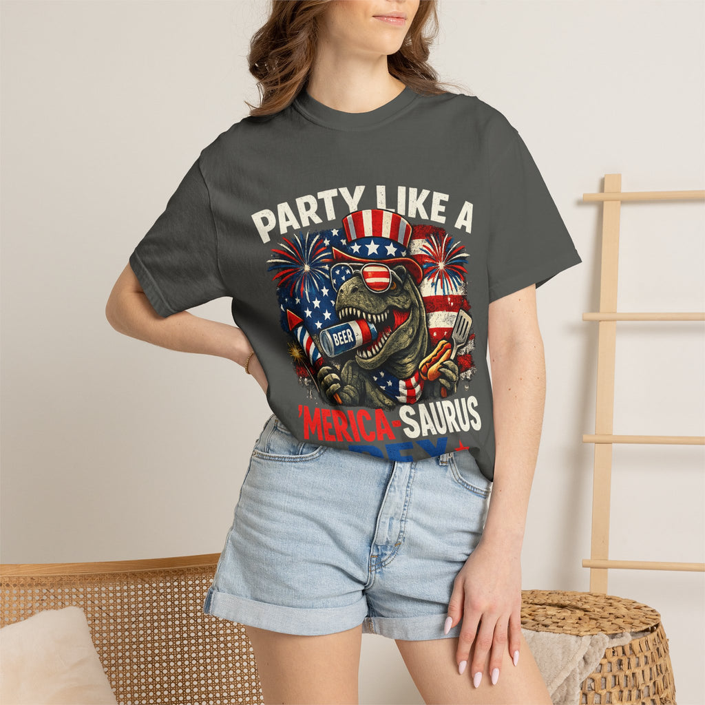 'Merica REX T-Shirt — Patriotic American Flag T-Rex Graphic Tee (Fourth of July)