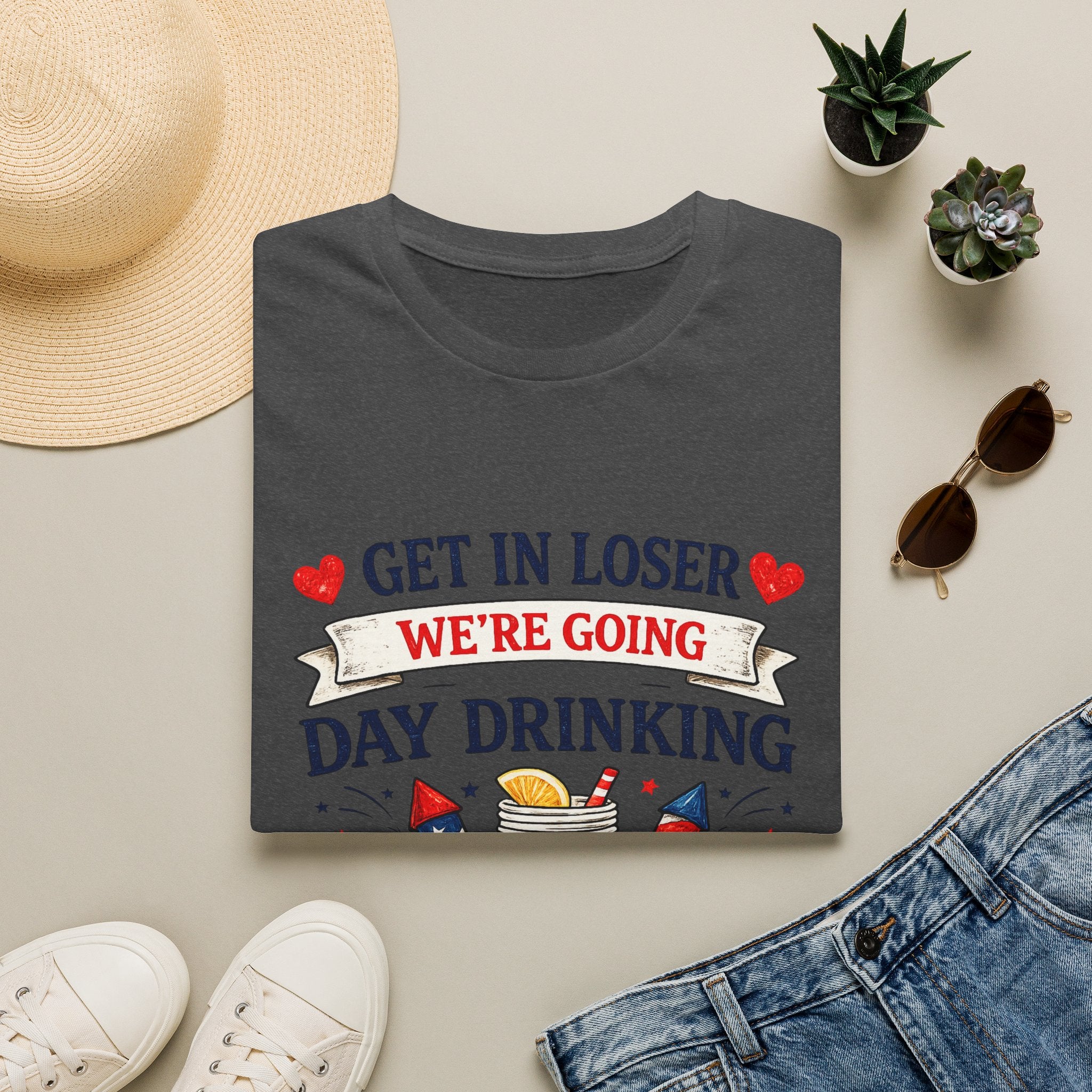 Get In Loser We're Going Day Drinking T-Shirt | Cocktail Graphic Tee