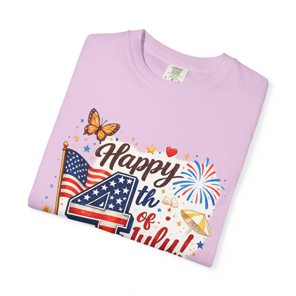 Happy 4th of July BBQ T-Shirt | USA Flag Fireworks Summer
