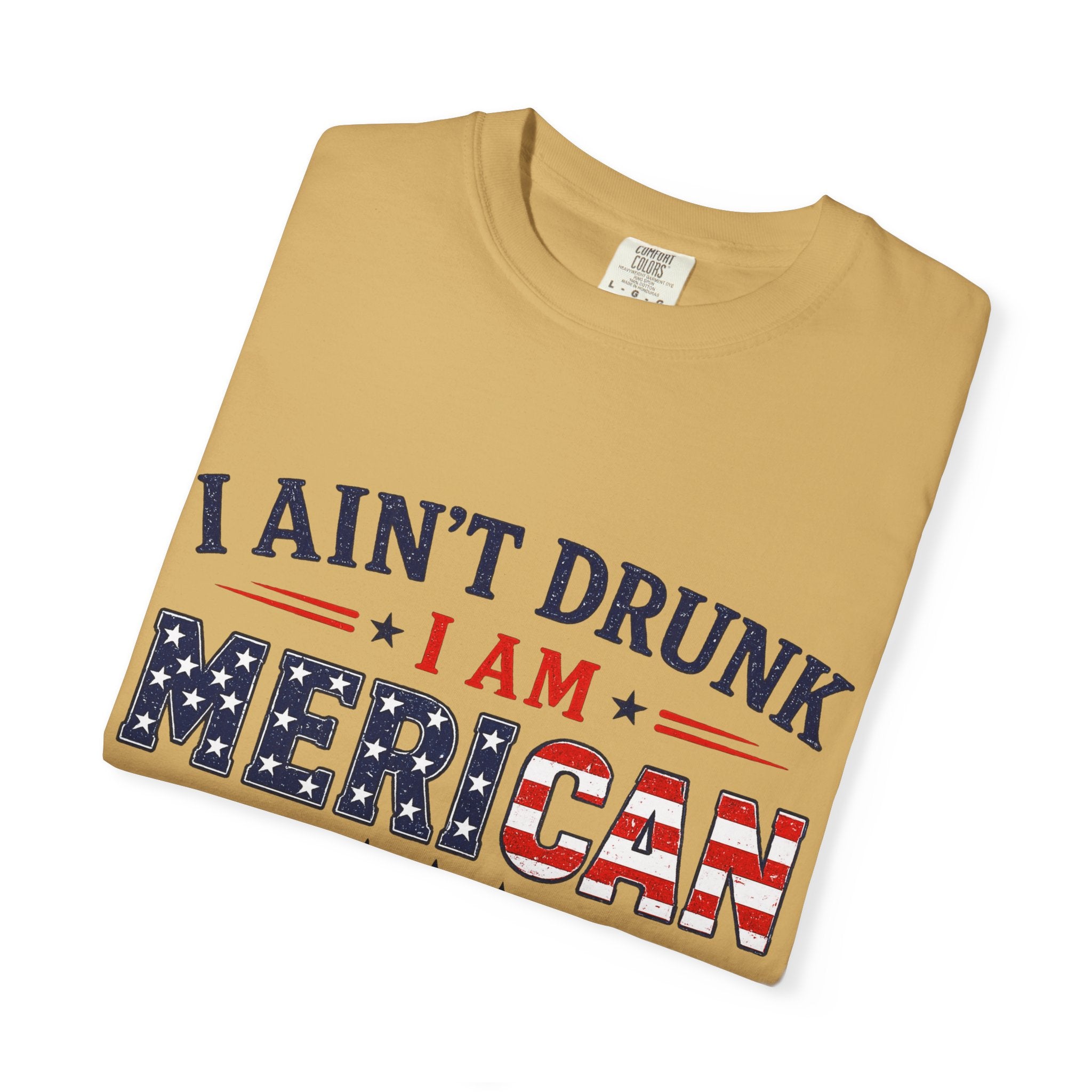 I Ain't Drunk I Am MERICAN T-shirt | American Flag Typography, Bacon Beer Freedom