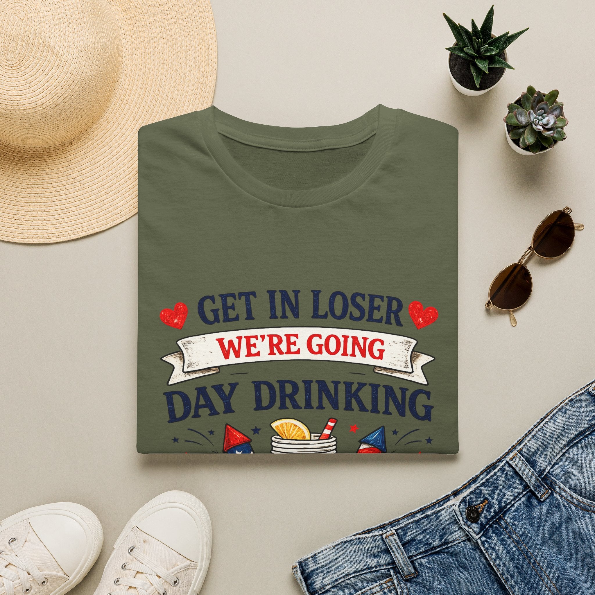 Get In Loser We're Going Day Drinking T-Shirt | Cocktail Graphic Tee