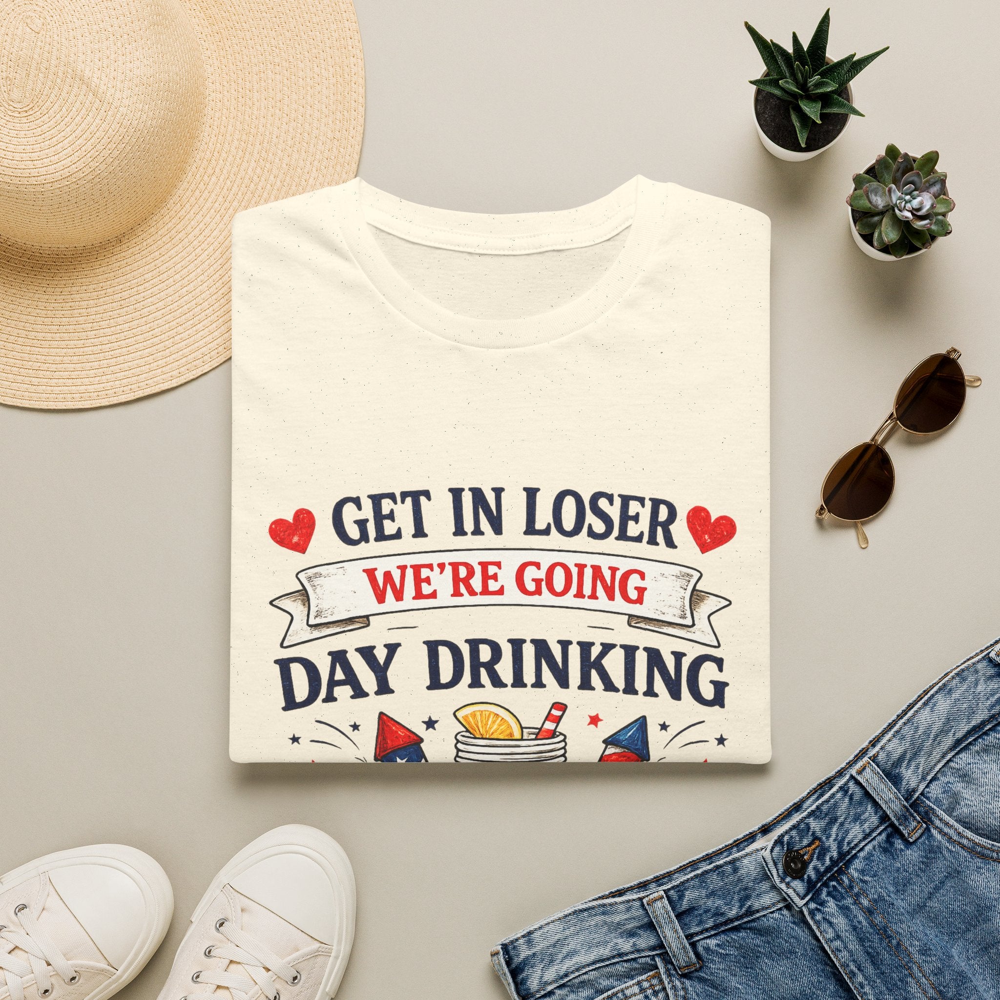 Get In Loser We're Going Day Drinking T-Shirt | Cocktail Graphic Tee