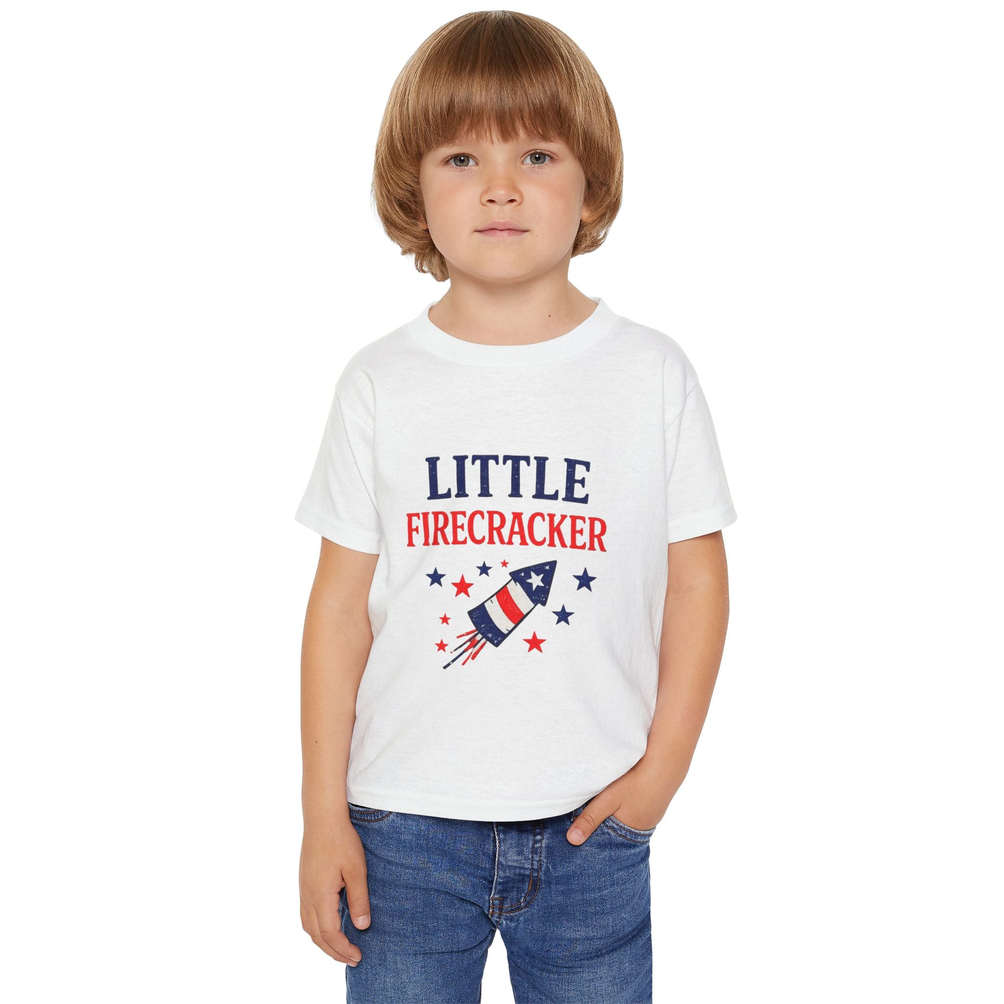 Little Firecracker Toddler T-shirt | Patriotic Rocket Stars 4th of July